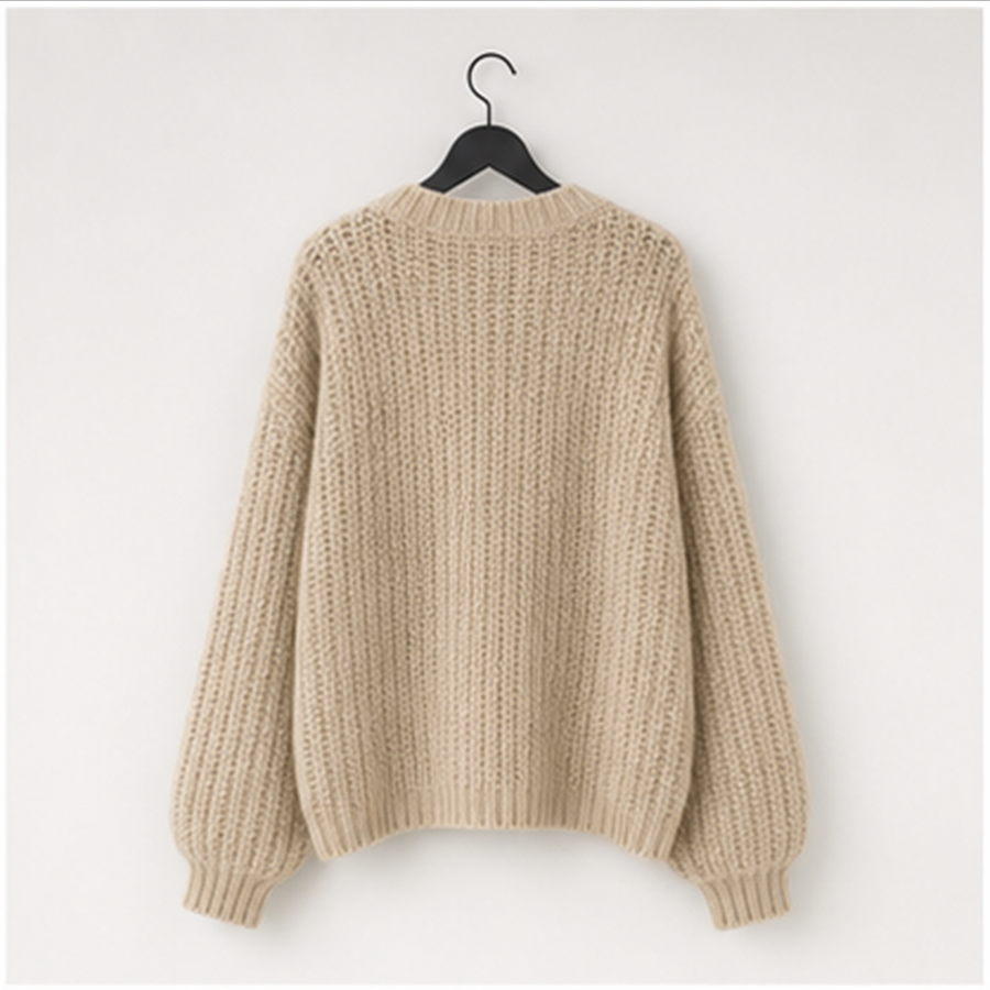 Women's Chunky Knit Open Front Sweater Long Sleeve Button Loose Short Cardigan Outerwear Coats - back view