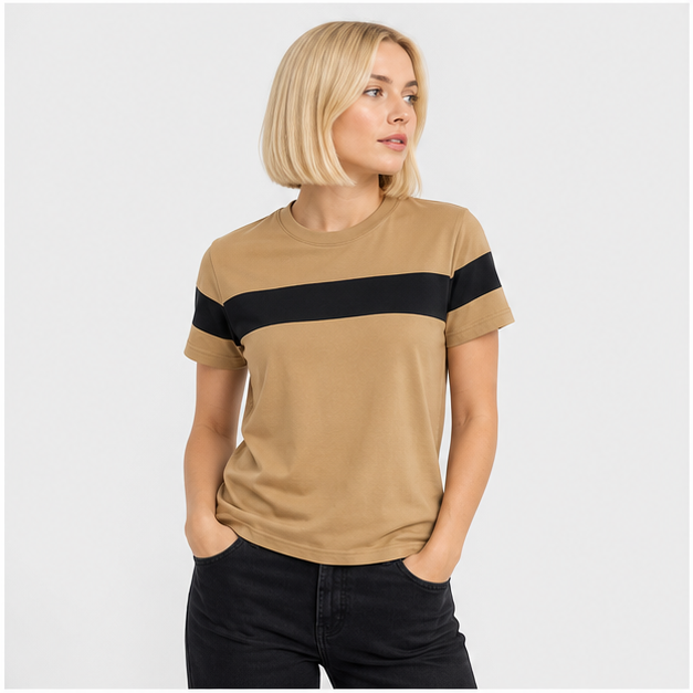 Men's Short Sleeve Tee Color Block Crew Neck Pullover Casual Basic Shirts - model view